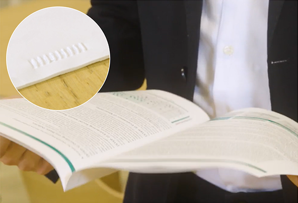 Staple-free finishing that conserves resources by eliminating use of metal staples.