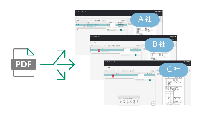 取引先の社名ごとのワークスペースに自動振分​
