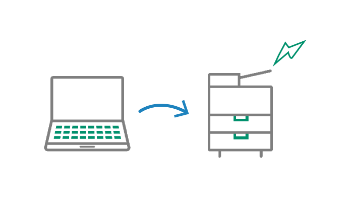 自席からファクス送信
