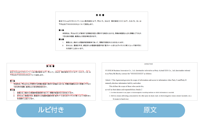 翻訳がルビ形式に表示され、
翻訳の対比がわかりやすい