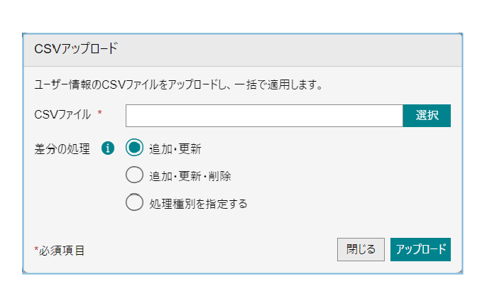 CSVで一括登録更新・削除も一括で処理が可能