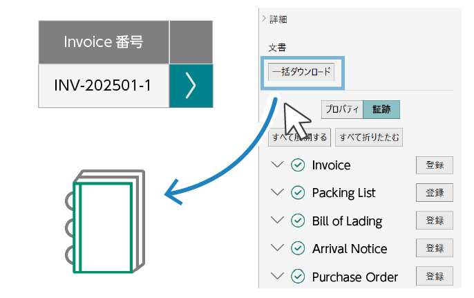 関連書類を一括表示/一括ダウンロード
