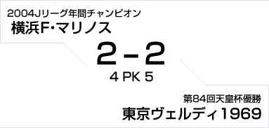 2004Jリーグ年間チャンピオン 横浜 F・マリノス対第84回天皇杯優勝 東京ヴェルディ1969　2対2　PK戦4対5