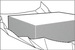 紙粉やコート材などを取り除きます