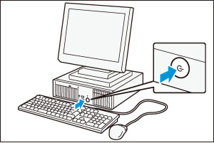 PC-UIの電源スイッチを押します