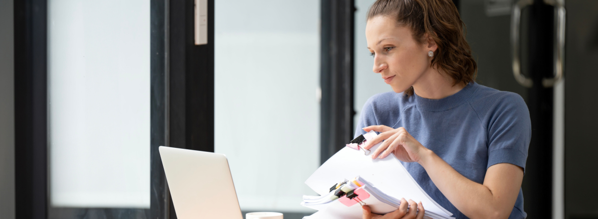 Woman scanning a document in the office