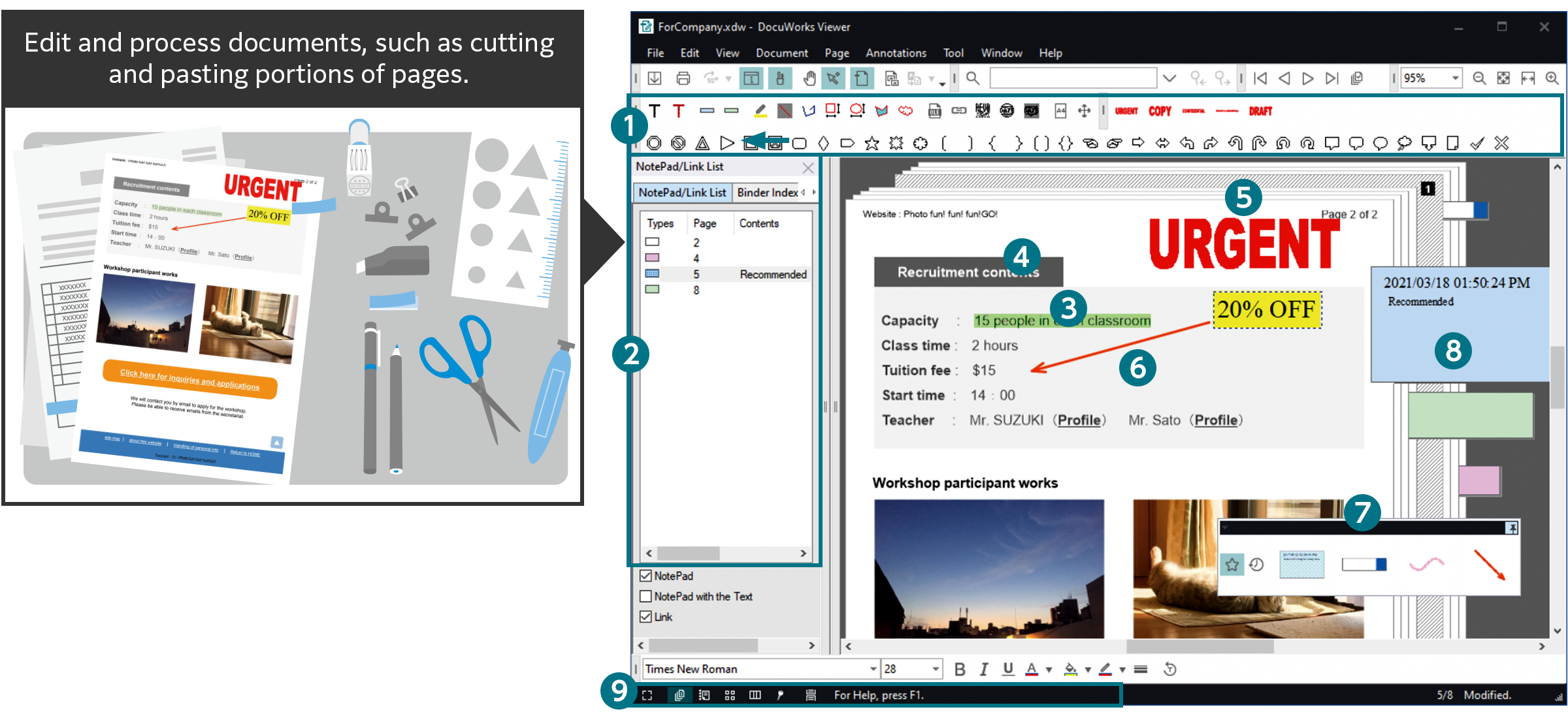 Realize the same tasks using digital documents with DocuWorks