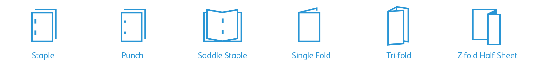 Staple / Punch / Saddle Staple / Single Fold / Tri-fold / Z-fold Half Sheet