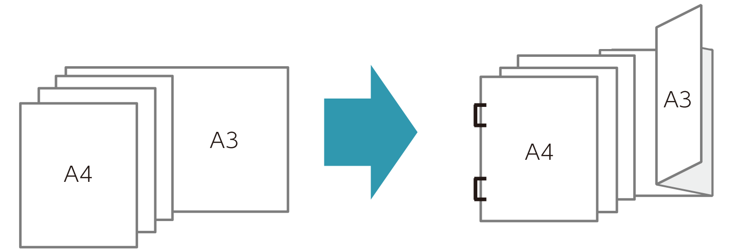 Easy document handling for mixed size job output