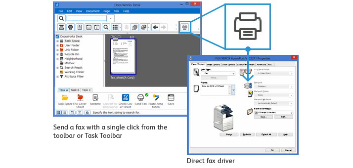 Send a fax directly from DocuWorks