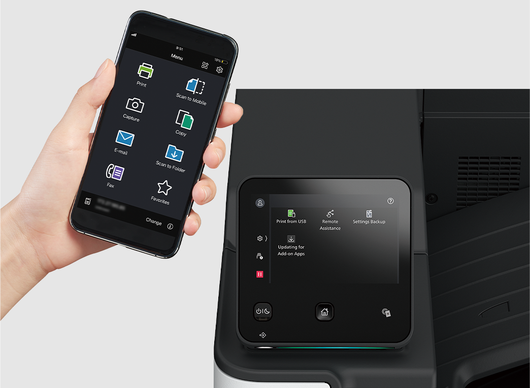 Seamless connectivity with mobile devices or USB flash drive