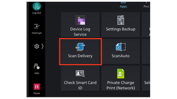 Select Scan Delivery from the menu screen