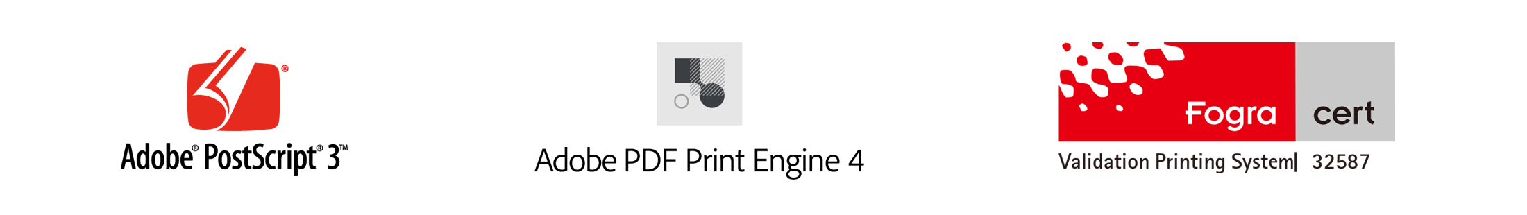 Biểu trưng của Adobe(R) PostScript(R) 3(TM) / Adobe(R) PDF Print Engine / Fogra
