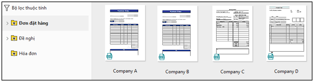 Hiển thị "Đơn đặt hàng" trong Khung nhìn thuộc tính