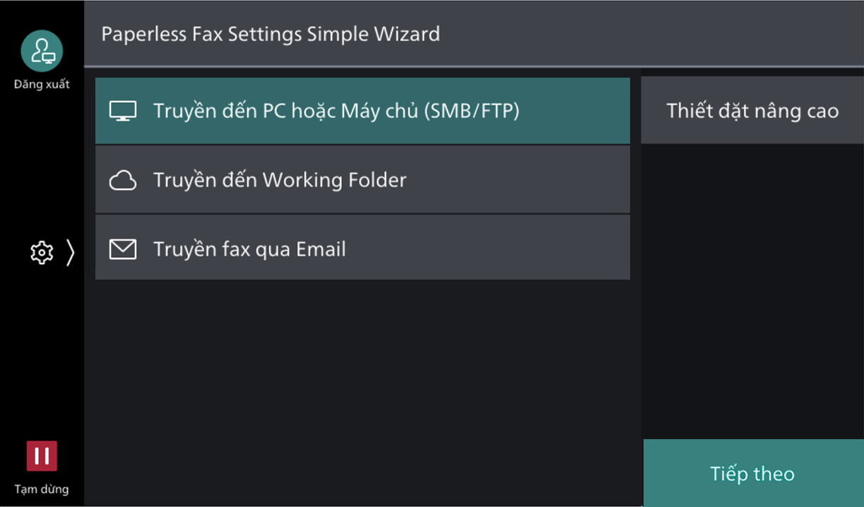 Cài đặt ban đầu đơn giản